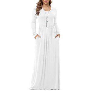 Women's Long Sleeve Loose Plain Maxi Casual Long Dresses with Pockets